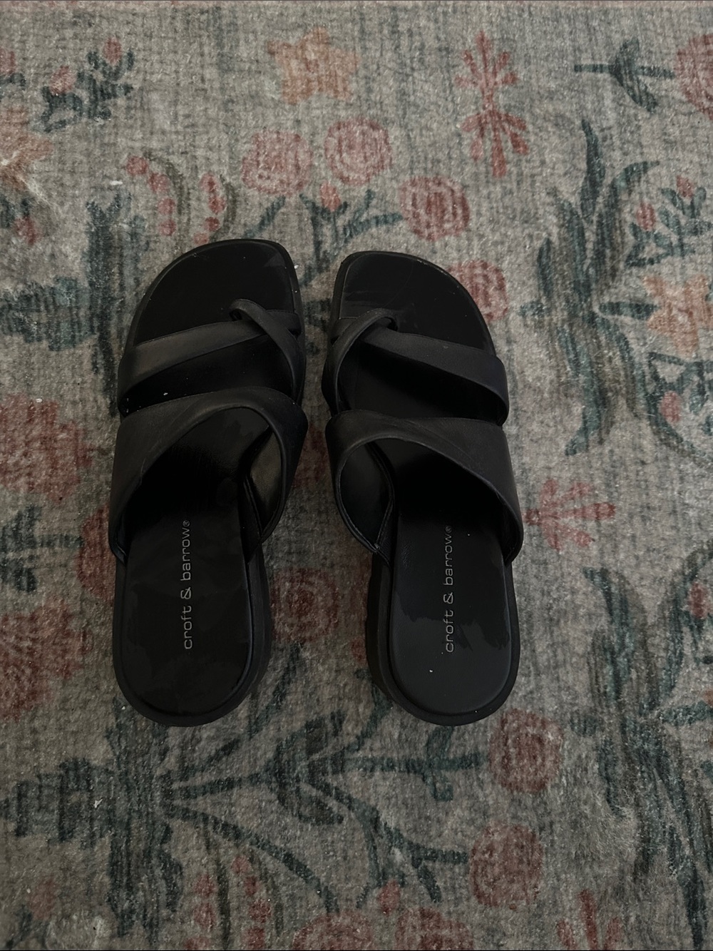 croft & barrow Black Crossover Slide Sandals